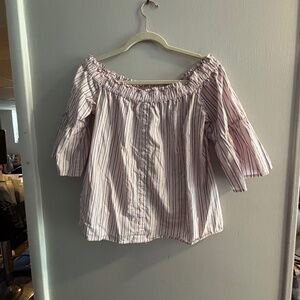 Abercrombie pink striped off the shoulder blouse size small